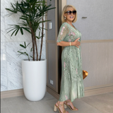 Celia | Rochie Midi Elegantă cu Decolteu în V