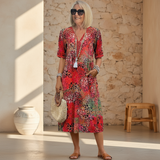 Veronica |  Rochie Midi Vibrantă